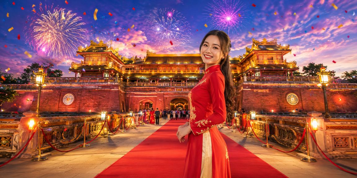 Người dùng Huế mặc áo dài sử dụng ứng dụng casino trên điện thoại di động